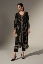 Load image into Gallery viewer, 2 Piece Embroidered Tissue Silk Suit in Black
