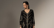 Load image into Gallery viewer, 2 Piece Embroidered Tissue Silk Suit in Black