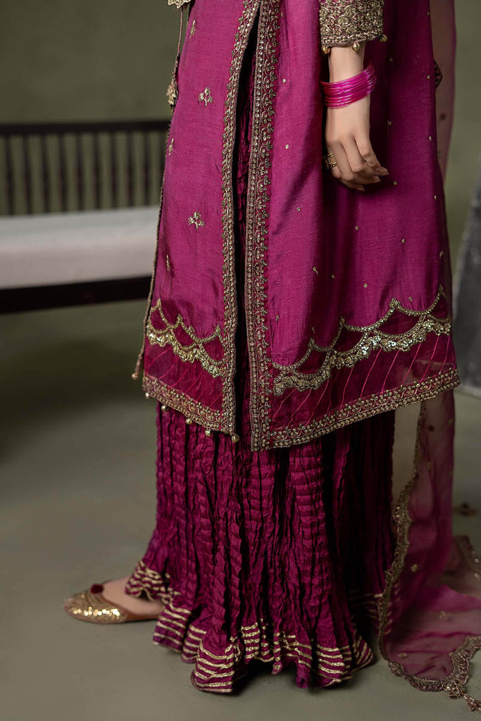 Pink Raw Silk Angrakha Suit – 3 Piece for Women
