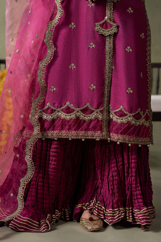 Pink Raw Silk Angrakha Suit – 3 Piece for Women