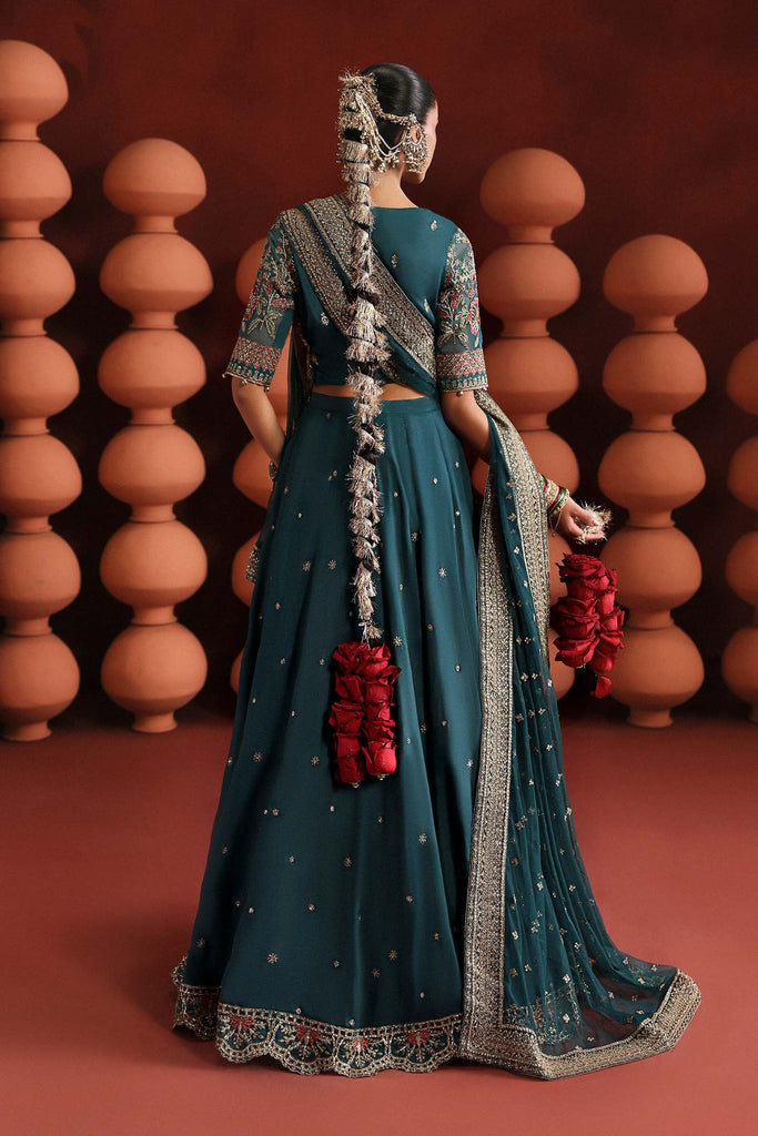 3 Piece Embroidered Lehenga Suit for Women – Teal