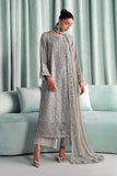 Embroidered Tissue Silk 3 Piece Suit – Grey