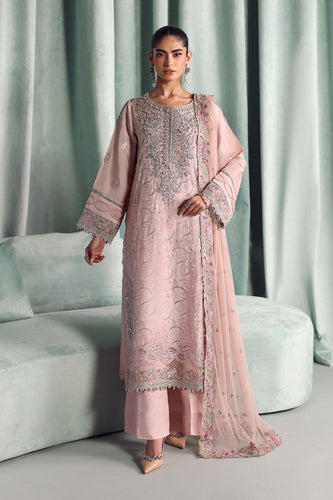 Embroidered Tissue Silk Suit for Women – Pink