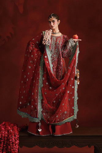 Maria.B Maroon Raw Silk 3 Piece Embroidered Suit