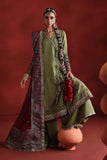 3 Piece Embroidered Raw Silk Angrakha Suit – Green