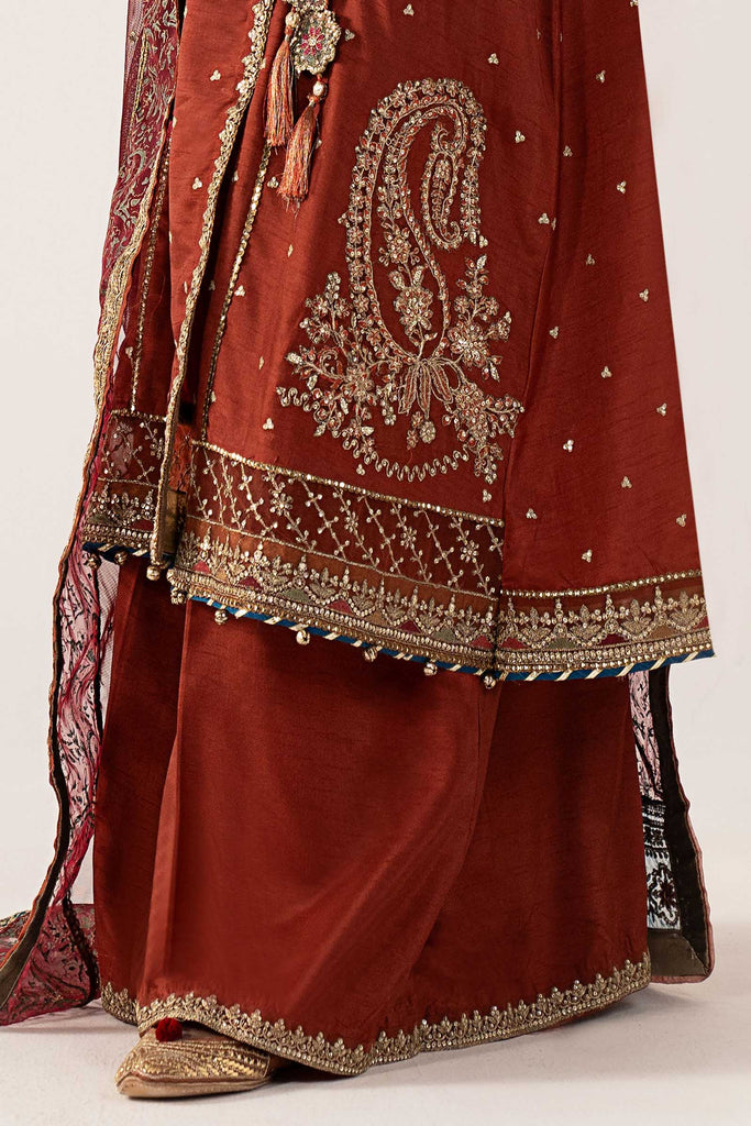 Embroidered Raw Silk Angrakha Suit for Women – Mustard