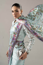 Load image into Gallery viewer, Maria.B Embellished Charmeuse Saree – Aqua