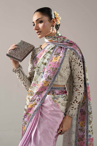Embellished Charmeuse Saree for Women – Off White