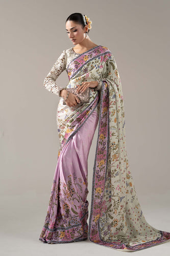 Embellished Charmeuse Saree for Women – Off White