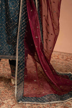 Load image into Gallery viewer, 3 Piece Block Printed Raw Silk Suit - Teal