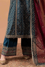 Load image into Gallery viewer, 3 Piece Block Printed Raw Silk Suit - Teal