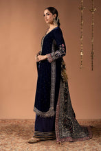 Load image into Gallery viewer, 3 Piece Embroidered Velvet Suit with Diamante Detailing - Blue