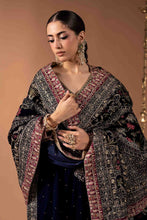 Load image into Gallery viewer, 3 Piece Embroidered Velvet Suit with Diamante Detailing - Blue