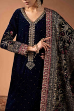 Load image into Gallery viewer, 3 Piece Embroidered Velvet Suit with Diamante Detailing - Blue