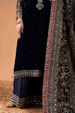 Load image into Gallery viewer, 3 Piece Embroidered Velvet Suit with Diamante Detailing - Blue