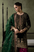Load image into Gallery viewer, Green Velvet Suit with Farshi Shalwar – 3 Piece