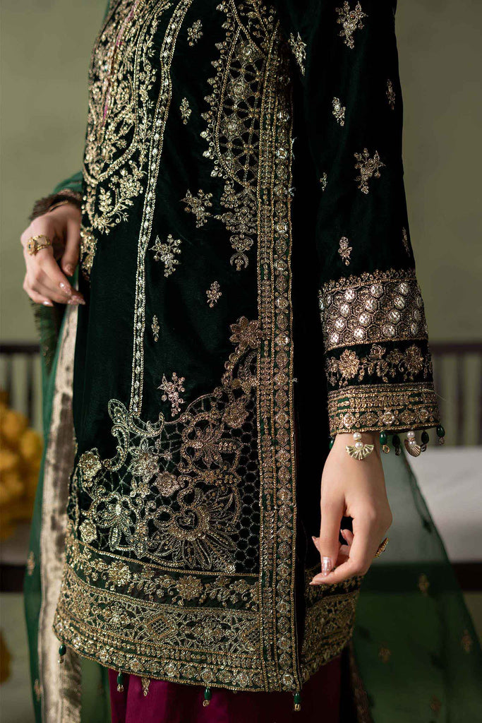 Green Velvet Suit with Farshi Shalwar – 3 Piece