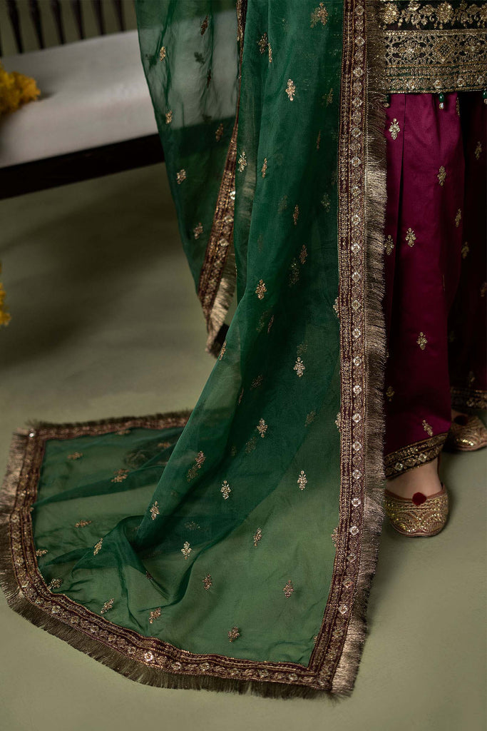 Green Velvet Suit with Farshi Shalwar – 3 Piece