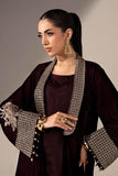 Maroon Velvet Jacket Suit – 3 Piece for Women
