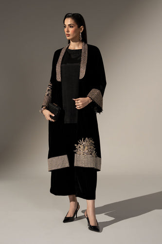 Maria.B Black Velvet 3 Piece Embroidered Suit