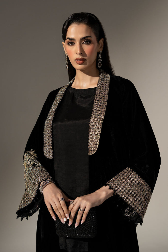 Maria.B Black Velvet 3 Piece Embroidered Suit
