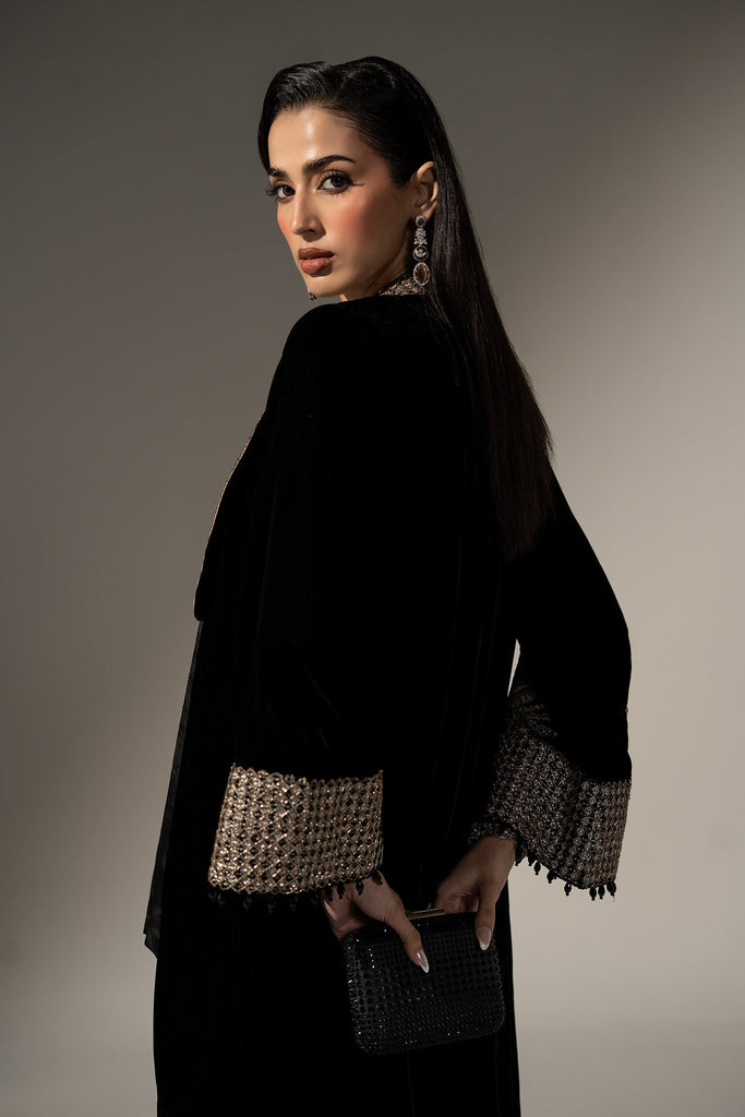 Maria.B Black Velvet 3 Piece Embroidered Suit