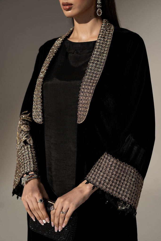 Maria.B Black Velvet 3 Piece Embroidered Suit