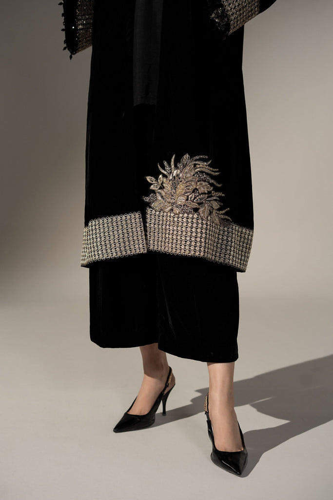 Maria.B Black Velvet 3 Piece Embroidered Suit