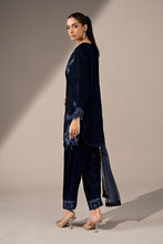 Load image into Gallery viewer, Blue Velvet 3 Piece Embroidered Suit for Women