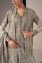 Load image into Gallery viewer, 3 Piece Embroidered Organza Gown Suit - Grey