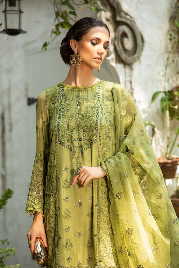Maria.B Green 3 Piece Embroidered Chiffon Suit