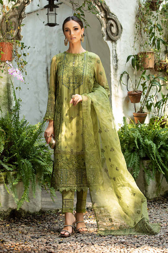 Maria.B Green 3 Piece Embroidered Chiffon Suit