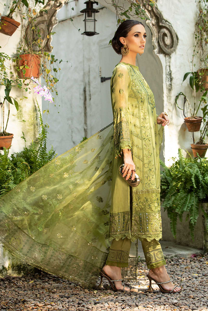 Maria.B Green 3 Piece Embroidered Chiffon Suit