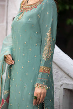 Load image into Gallery viewer, 3 Piece Embroidered Raw Silk Suit in Ferozi