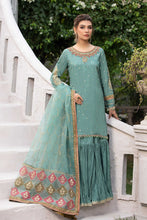 Load image into Gallery viewer, 3 Piece Embroidered Raw Silk Suit in Ferozi