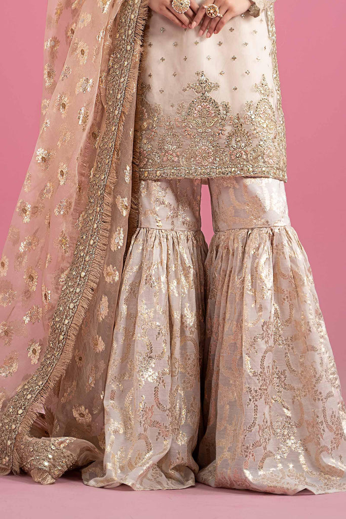 Off White Organza 3 Piece Embroidered Suit