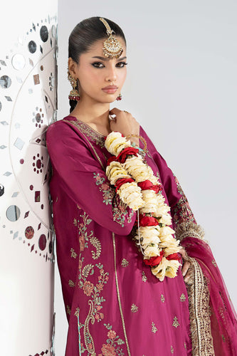 Embroidered Raw Silk Suit for Women - Pink