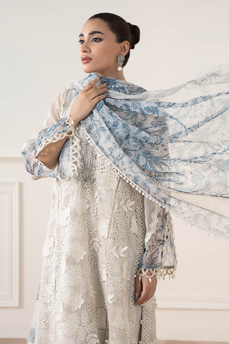 Embroidered Organza 3 Piece Suit – Off White
