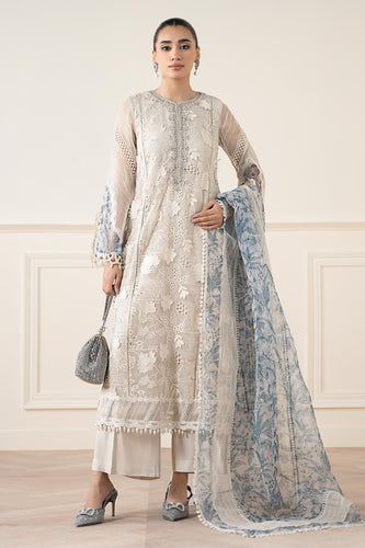 Embroidered Organza 3 Piece Suit – Off White