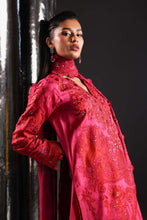 Load image into Gallery viewer, 3 Piece Tissue Silk Suit with 3D Floral Neckline - Pink