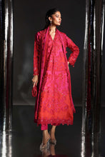Load image into Gallery viewer, 3 Piece Tissue Silk Suit with 3D Floral Neckline - Pink