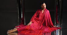 Load image into Gallery viewer, 3 Piece Tissue Silk Suit with 3D Floral Neckline - Pink