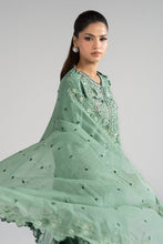 Load image into Gallery viewer, Green 3 Piece Embroidered Raw Silk Suit for Women