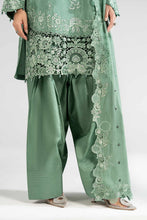 Load image into Gallery viewer, Green 3 Piece Embroidered Raw Silk Suit for Women