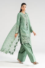 Load image into Gallery viewer, Green 3 Piece Embroidered Raw Silk Suit for Women