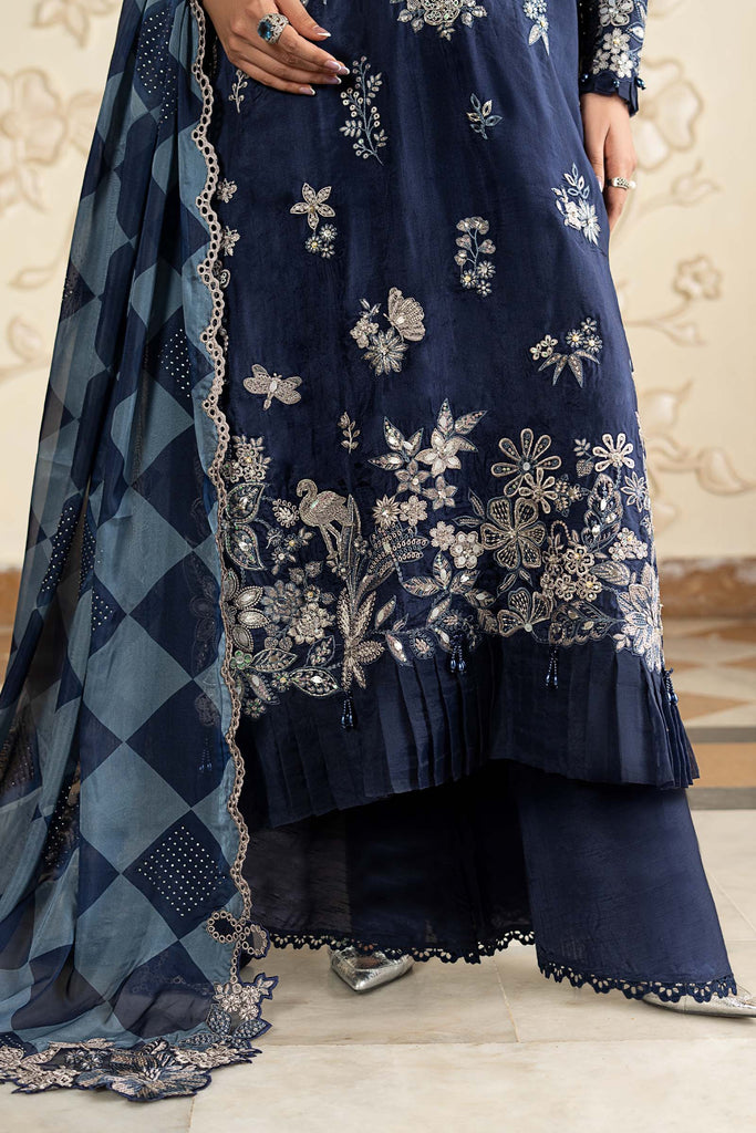 Maria.B Embroidered Tissue Silk 3 Piece Suit – Blue