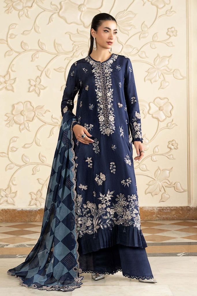 Maria.B Embroidered Tissue Silk 3 Piece Suit – Blue