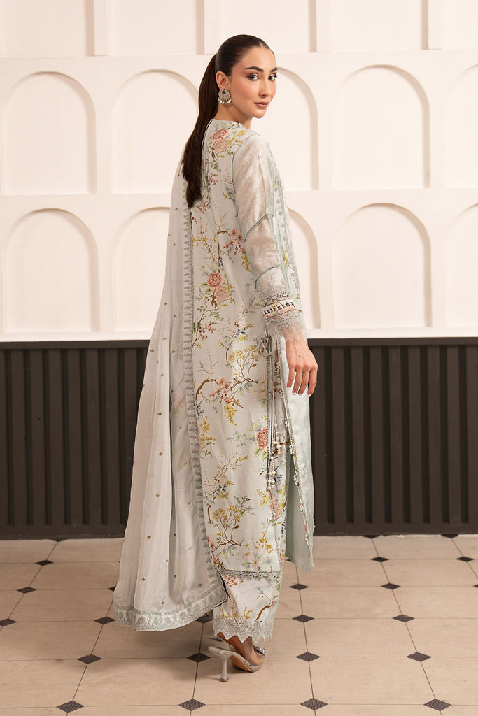 Embroidered Raw Silk 3 Piece Suit for Women – Ice Blue