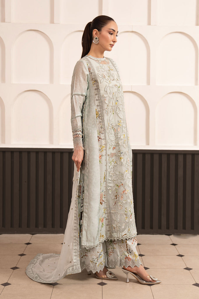 Embroidered Raw Silk 3 Piece Suit for Women – Ice Blue