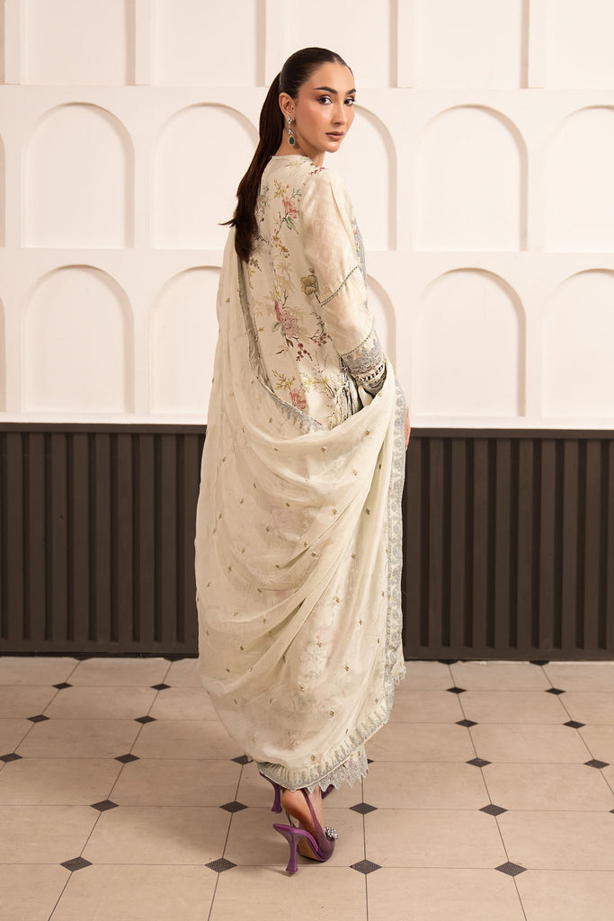 3 Piece Embroidered Raw Silk Suit for Women – Light Yellow